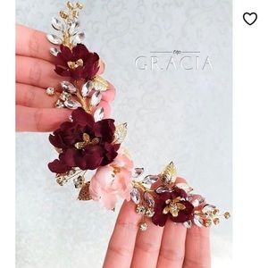 Burgundy Blush Wedding Hairpiece